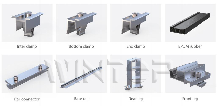 Composants de support de toit de ballast solaire