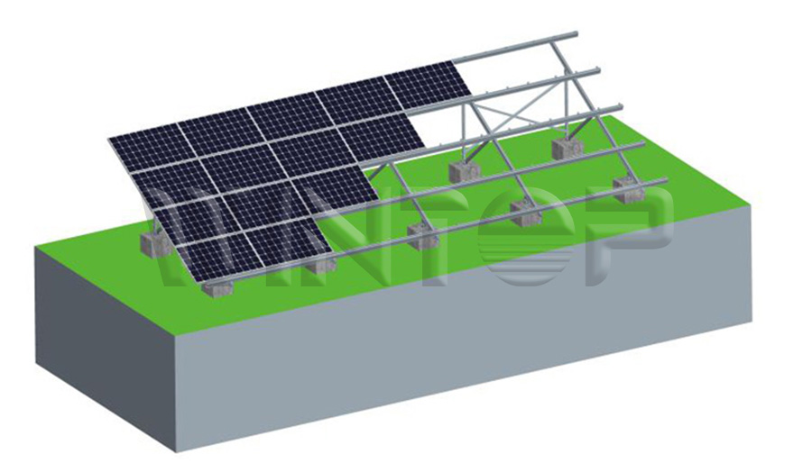 Structure d'installation photovoltaïque au sol en béton