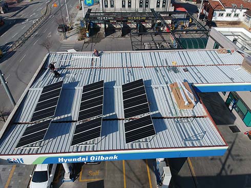 Système solaire de trépied de toit de bidon de la Corée Sangju 29.5kw

